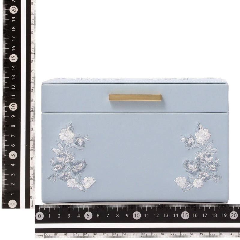 Embroidery Flower Jewelry Box Small Blue