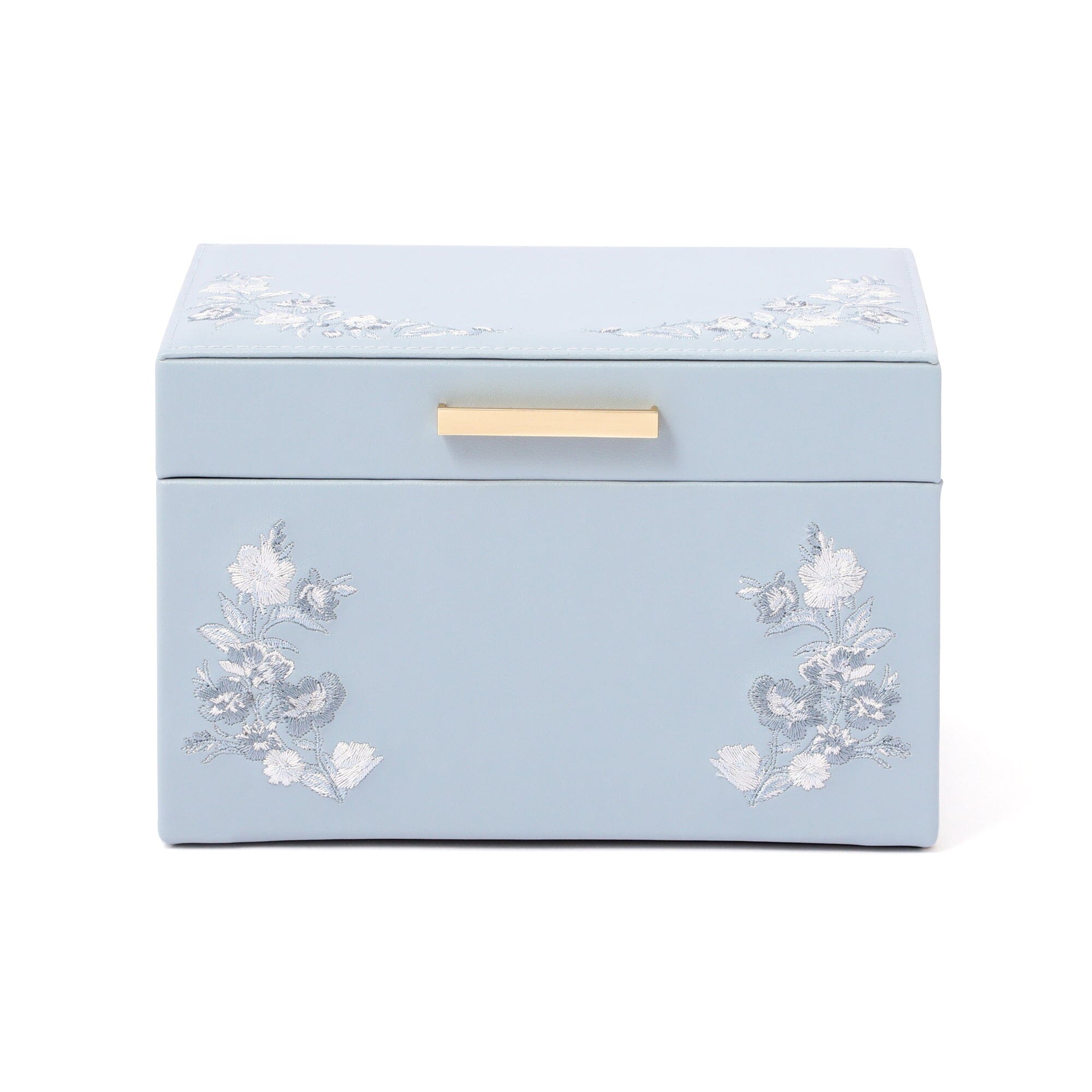 Embroidery Flower Jewelry Box Small Blue