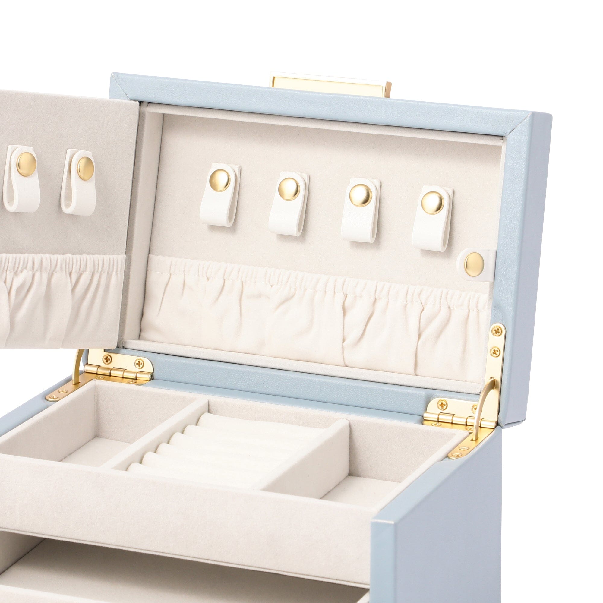 Embroidery Flower Jewelry Box Small Blue