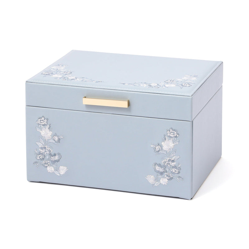 Embroidery Flower Jewelry Box Large Blue