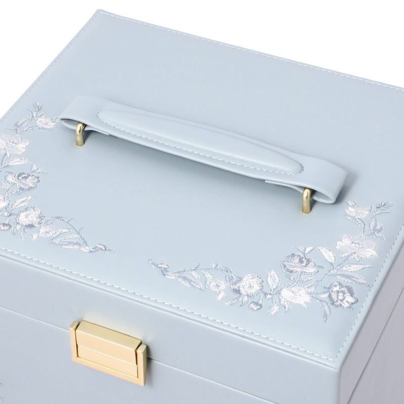 Embroidery Flower Cosmetic Box Blue