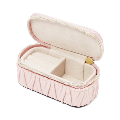 Embossed Mini Travel Jewelry Box Pink