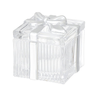 Glass Trinket Box Square Silver
