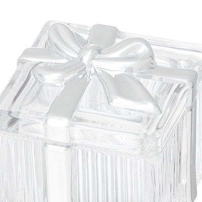 Glass Trinket Box Square Silver