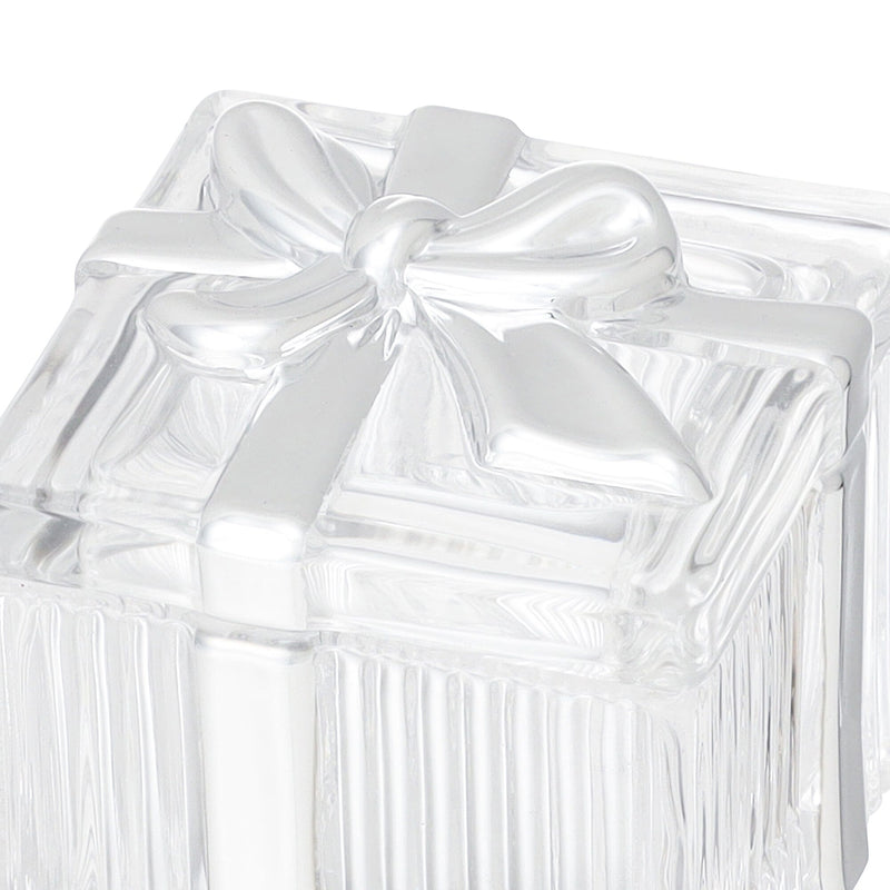 Glass Trinket Box Square Silver