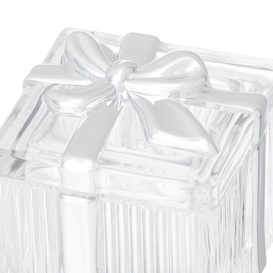 Glass Trinket Box Square Silver