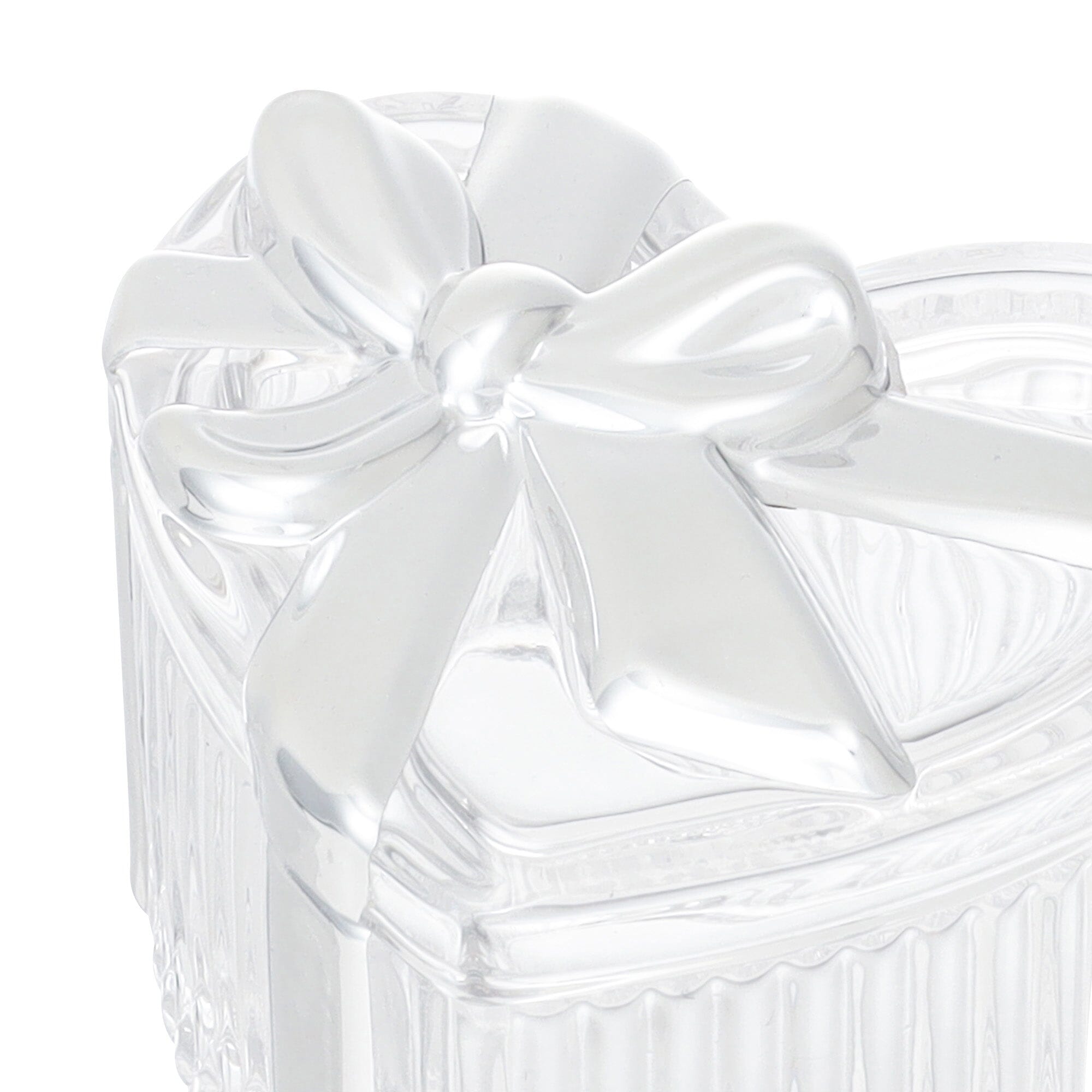 Glass Trinket Box Heart Silver