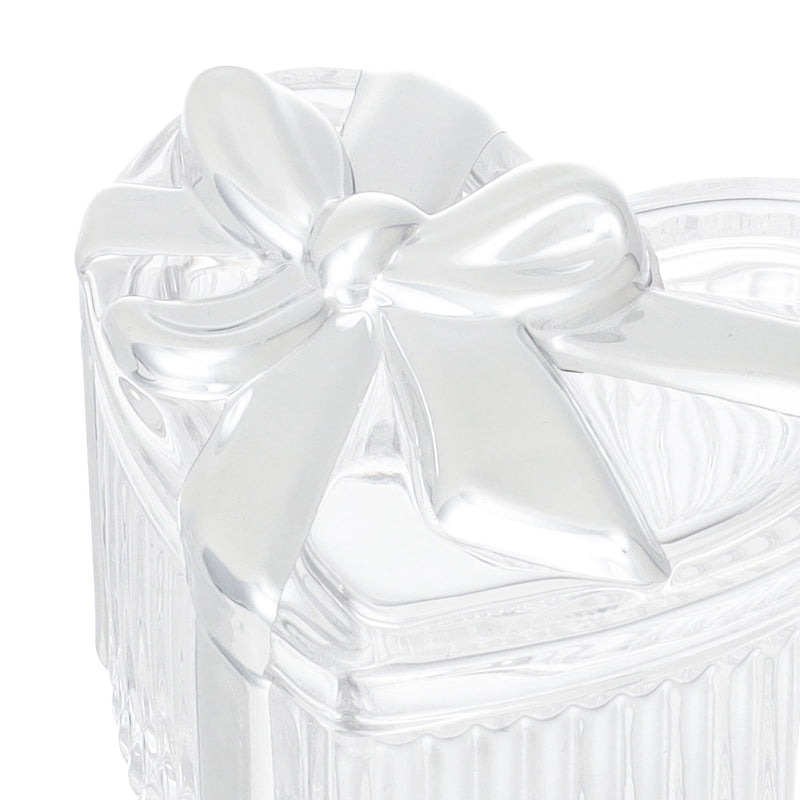 Glass Trinket Box Heart Silver