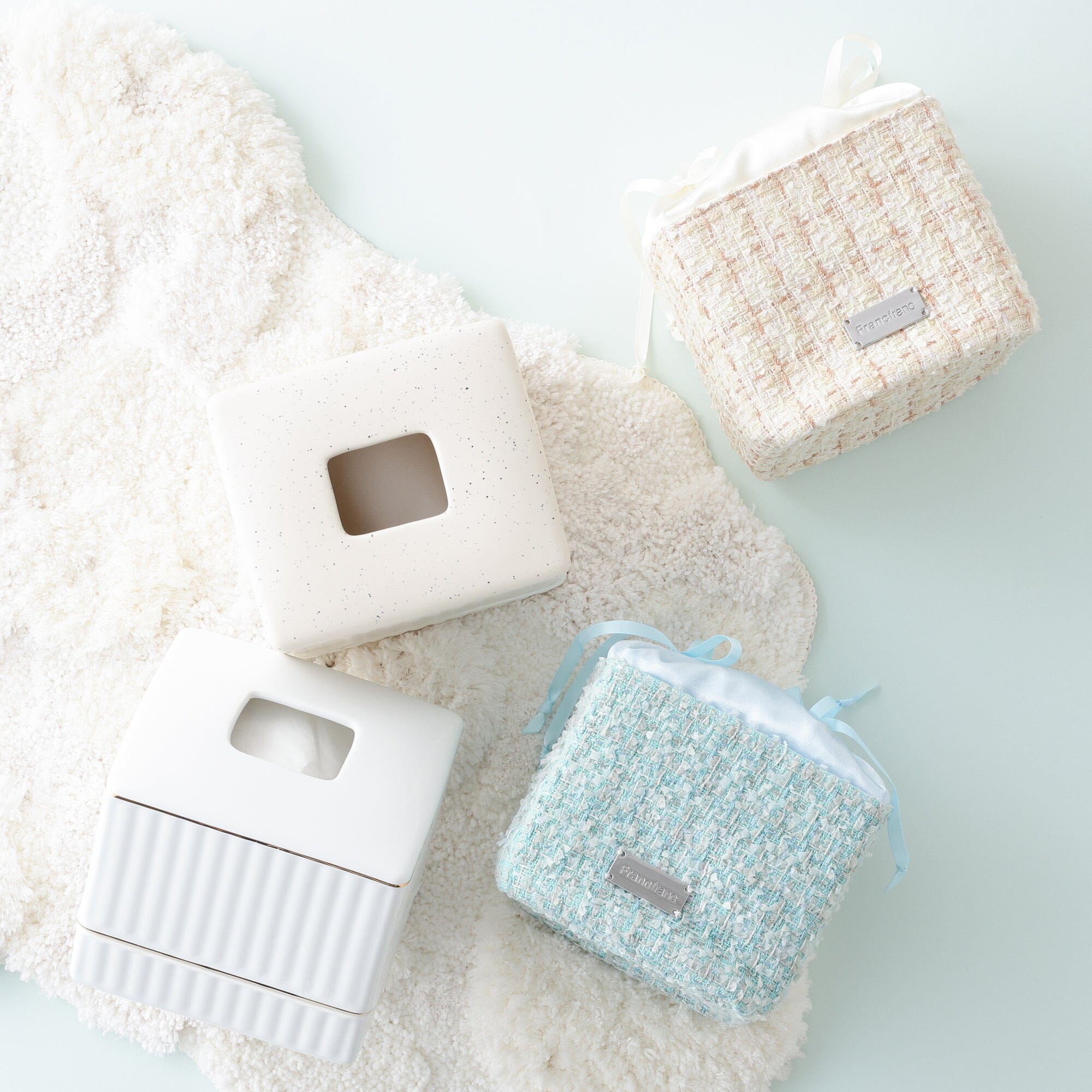 Compact Tweed Tissue Cover Ivory