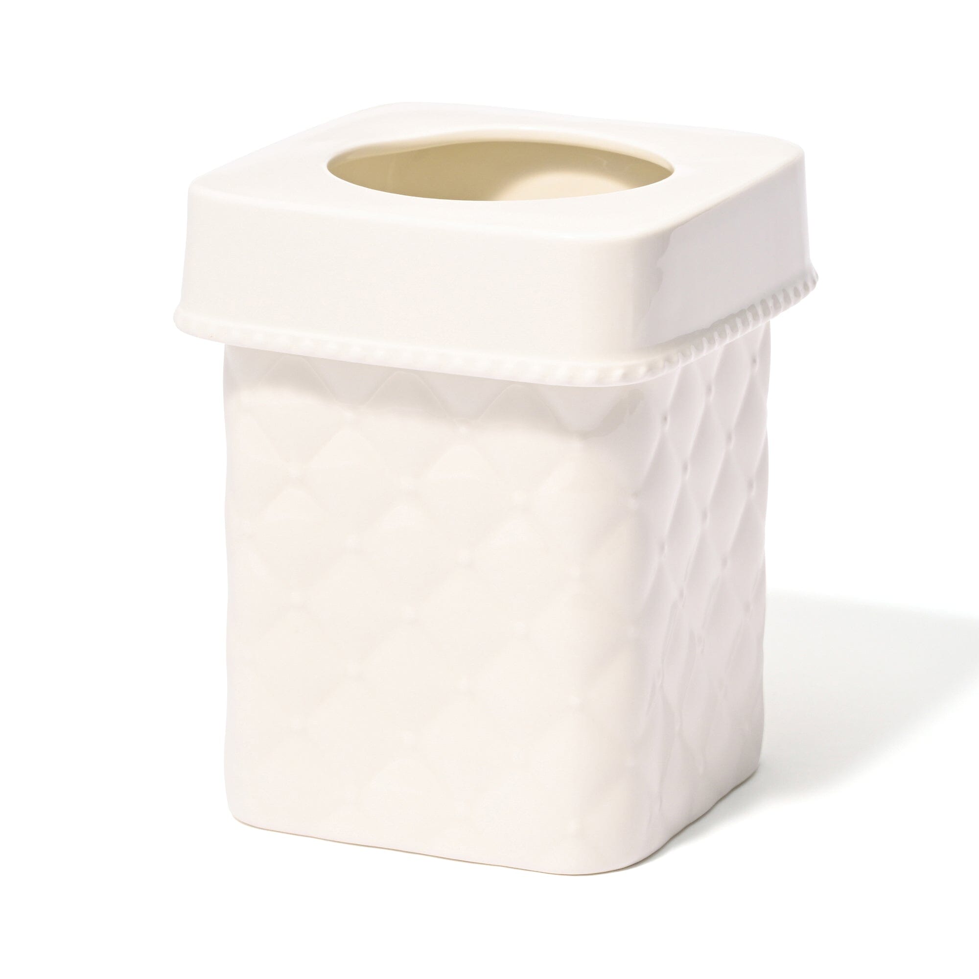Ceramic Mini Dust Bin Quilt White