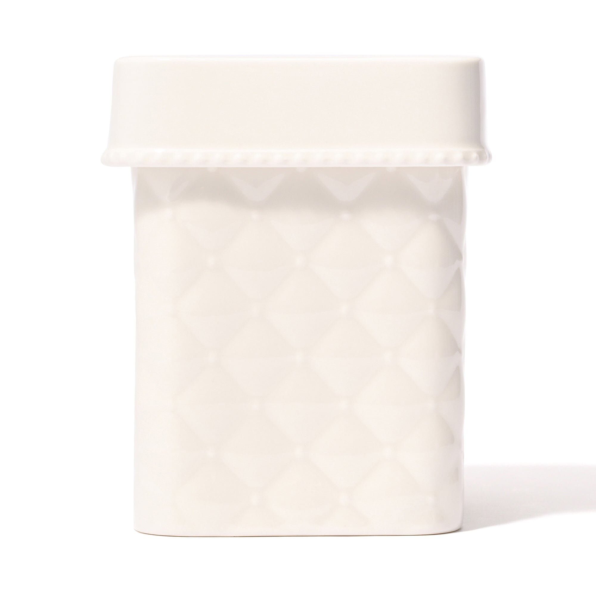 Ceramic Mini Dust Bin Quilt White