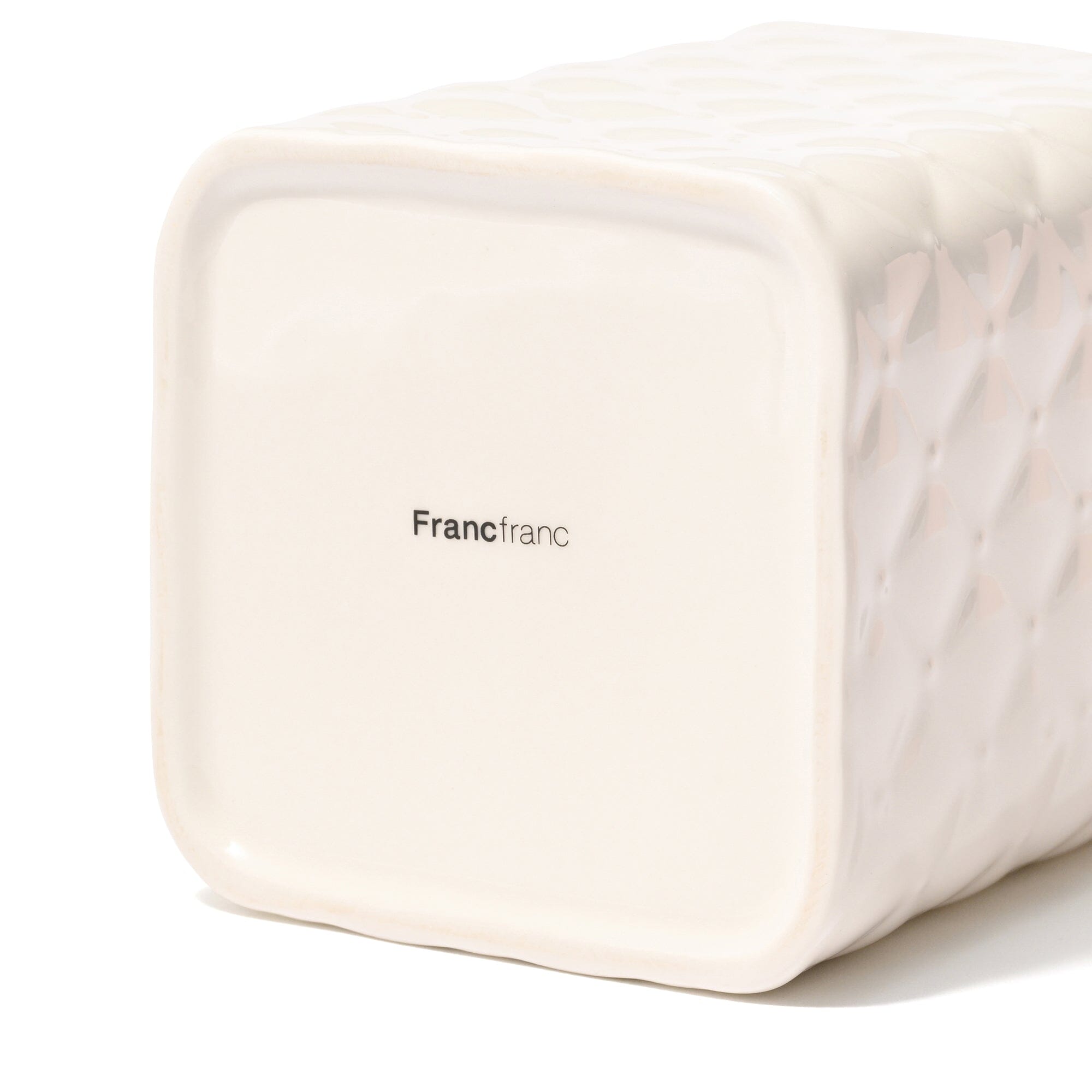 Ceramic Mini Dust Bin Quilt White