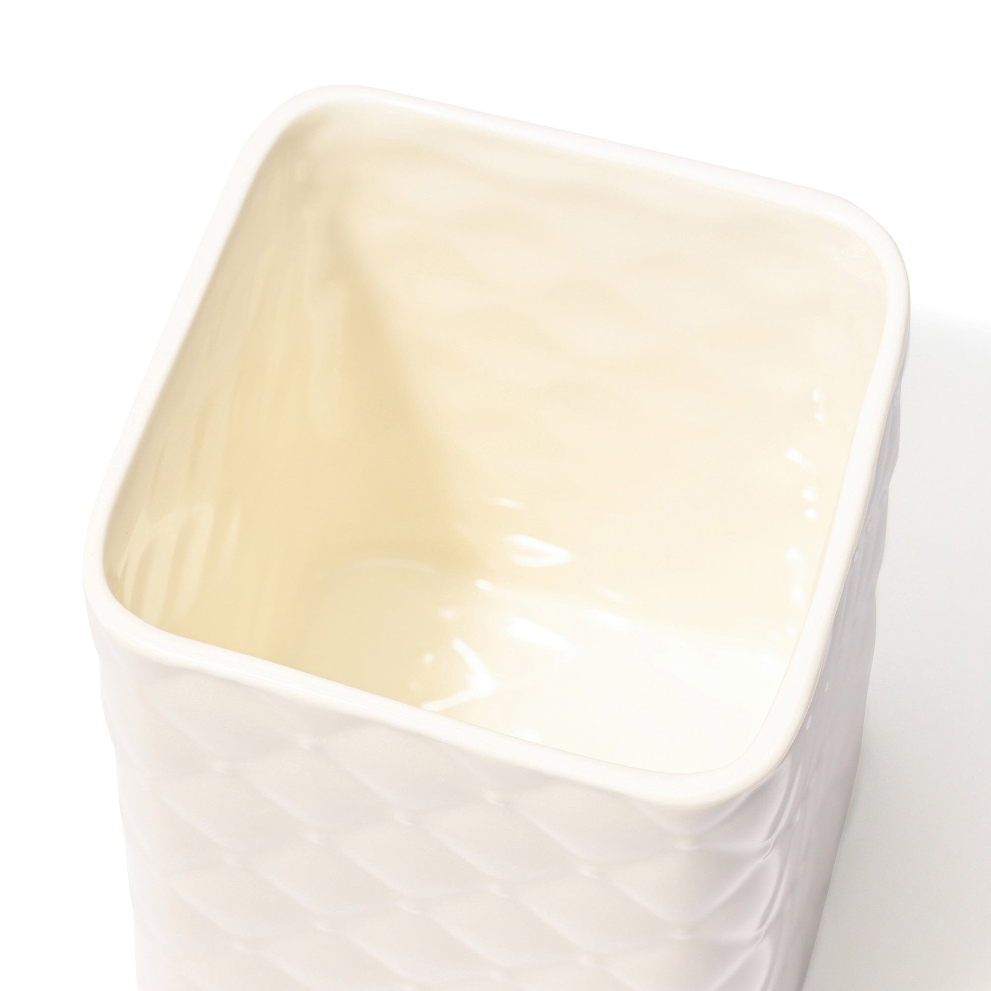 Ceramic Mini Dust Bin Quilt White
