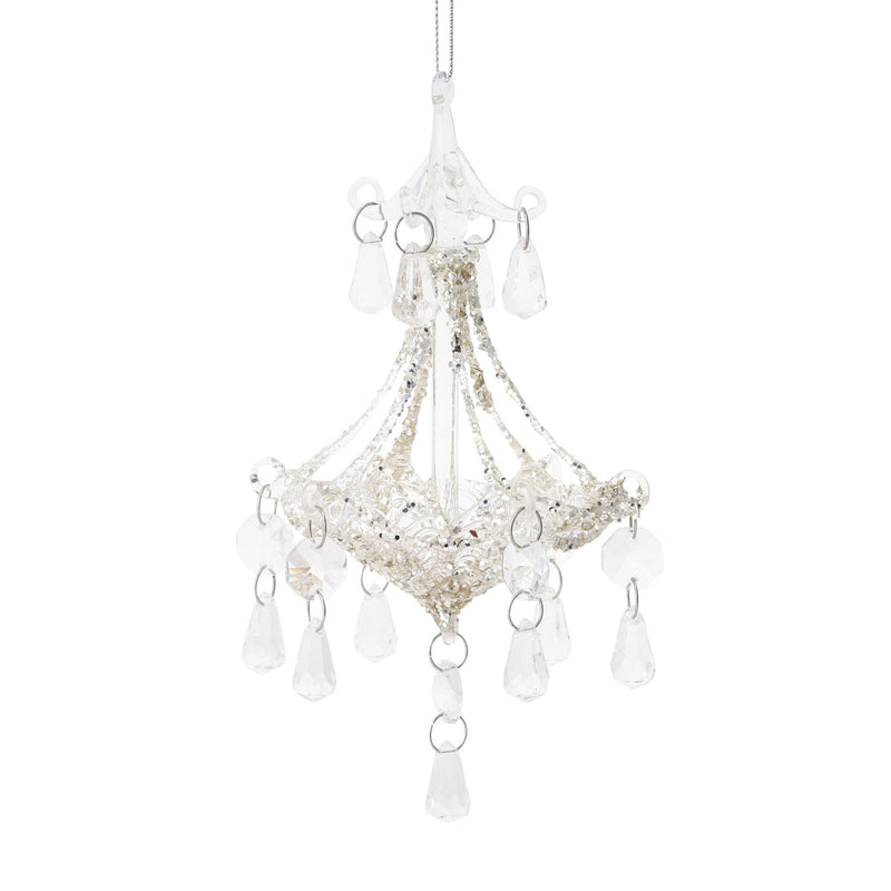 Glass Ornament Chandelier  Silver