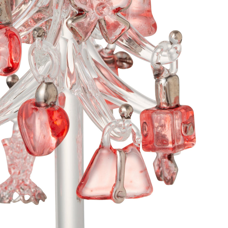 GLASS TREE MULTI Ornament S Pink