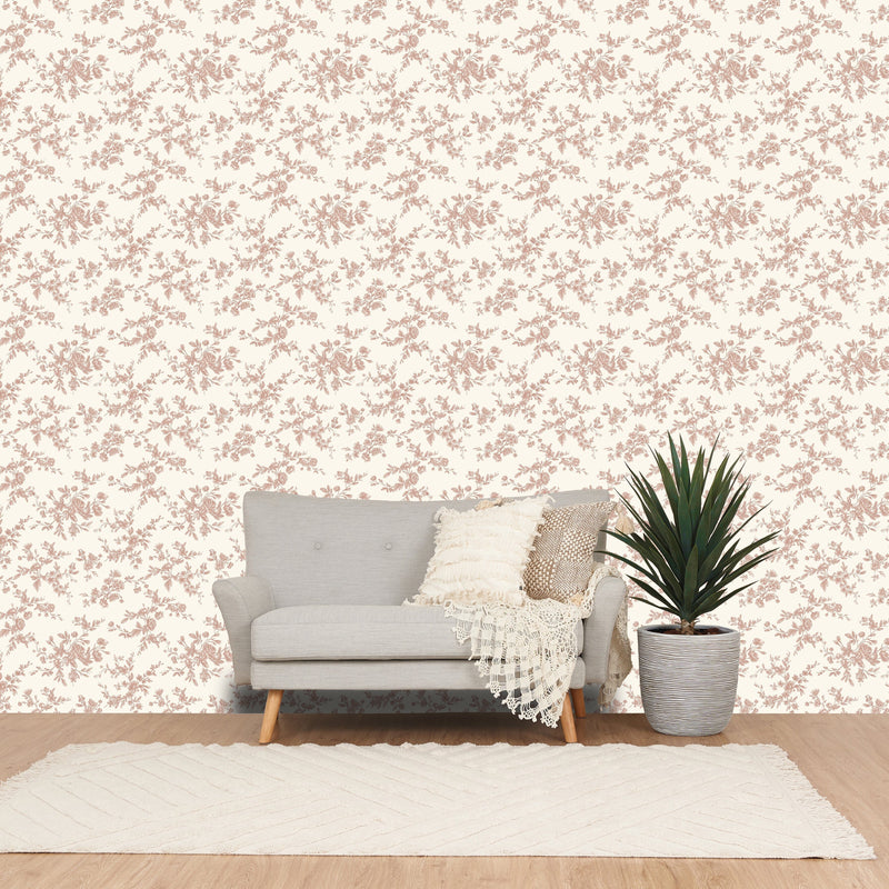 Removable Wallpaper  Classic Flower  Beige