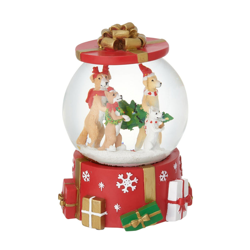 Snow Globe Dog Tree Large Red