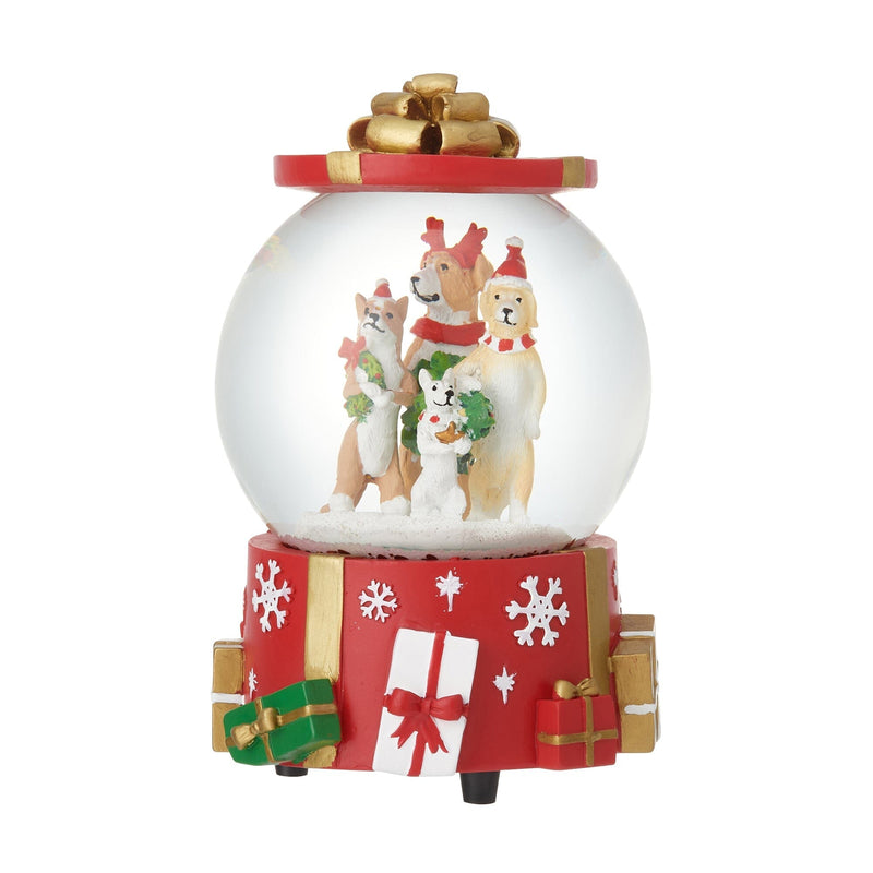 Snow Globe Dog Tree Large Red