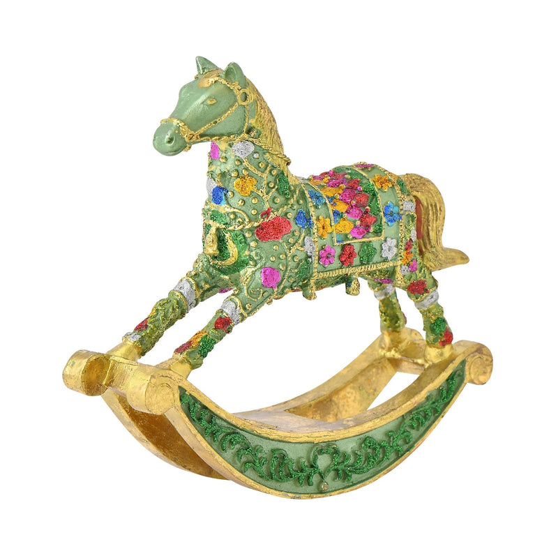 Resin Object Rocking Horse Green