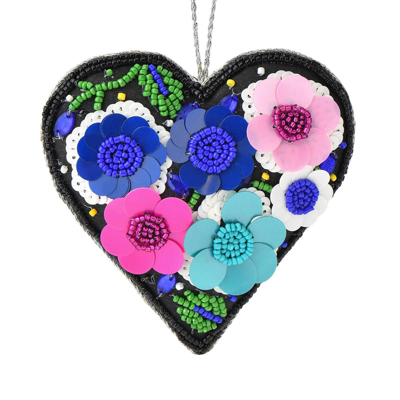 Beads Ornament Heart Flower Blue