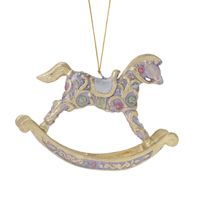 Resin Ornament Rocking Horse Purple