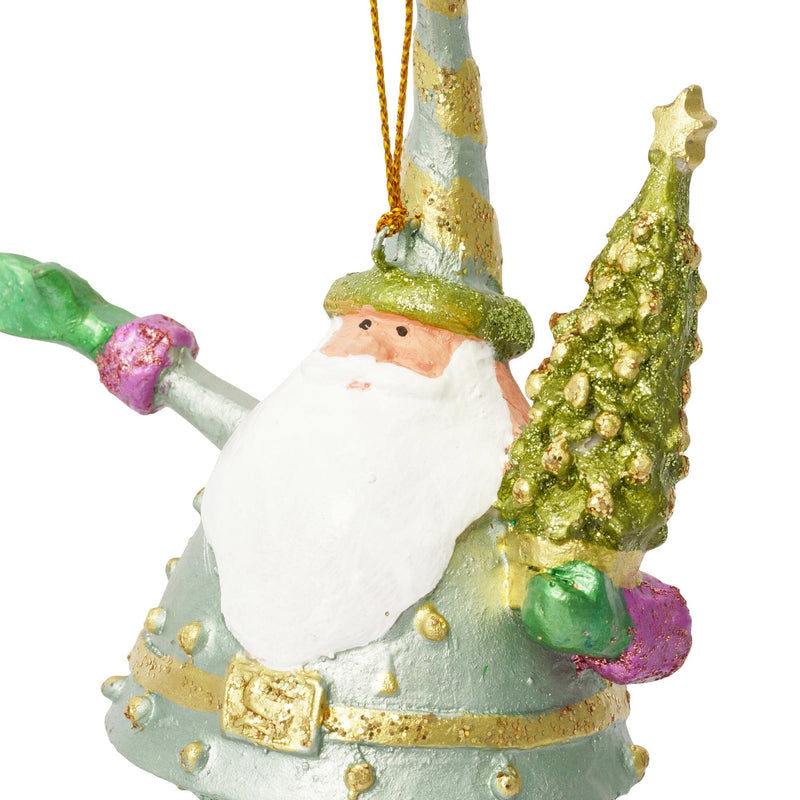 Resin Ornament Santa Tree Green