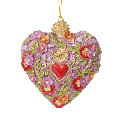 Resin Ornament Heart Pink