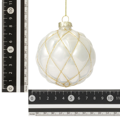 Glass Ornament Check White