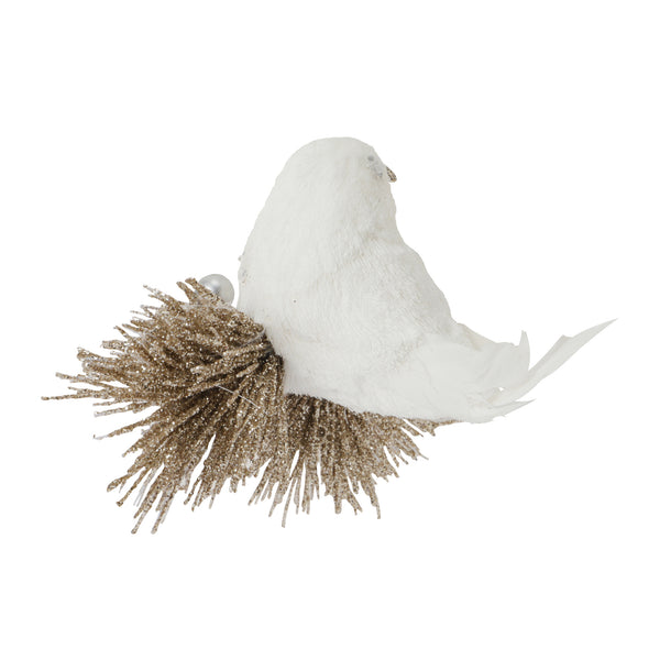 Feather Ornament Bird White