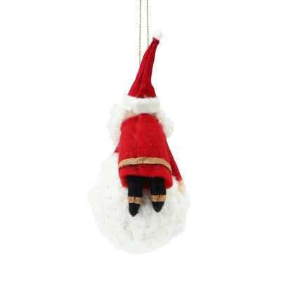 Fabric Ornament Santa Snowball