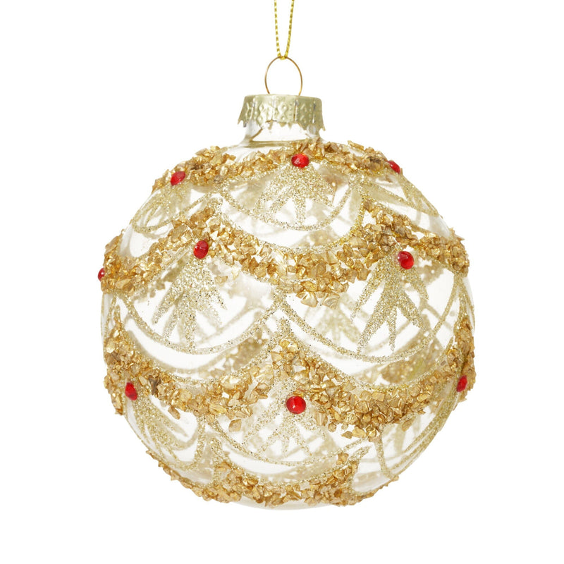 Glass Ornament Crushed Beads Gold