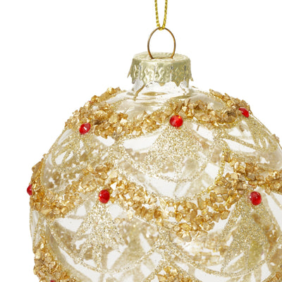 Glass Ornament Crushed Beads Gold