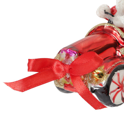 Glass Ornament Santa Car