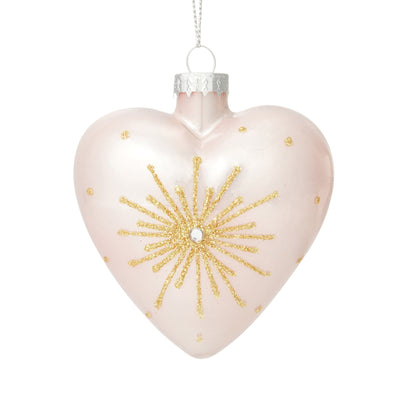 Glass Ornament Heart Pink