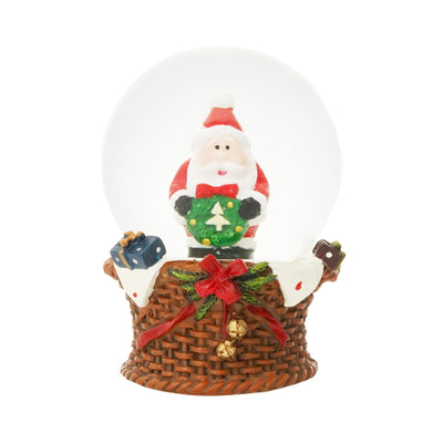 Snow Globe Santa Basket Small Red