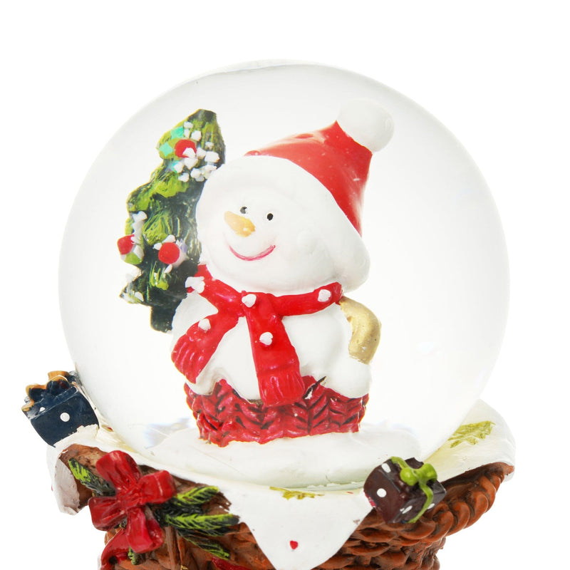 Snow Globe Snowman Basket Small Red