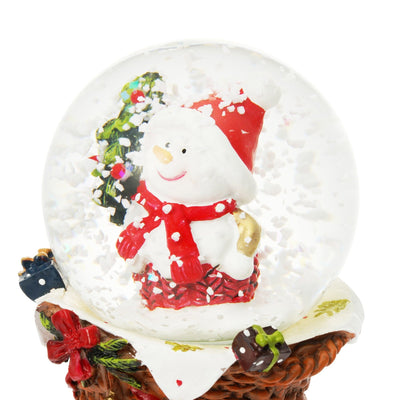 Snow Globe Snowman Basket Small Red