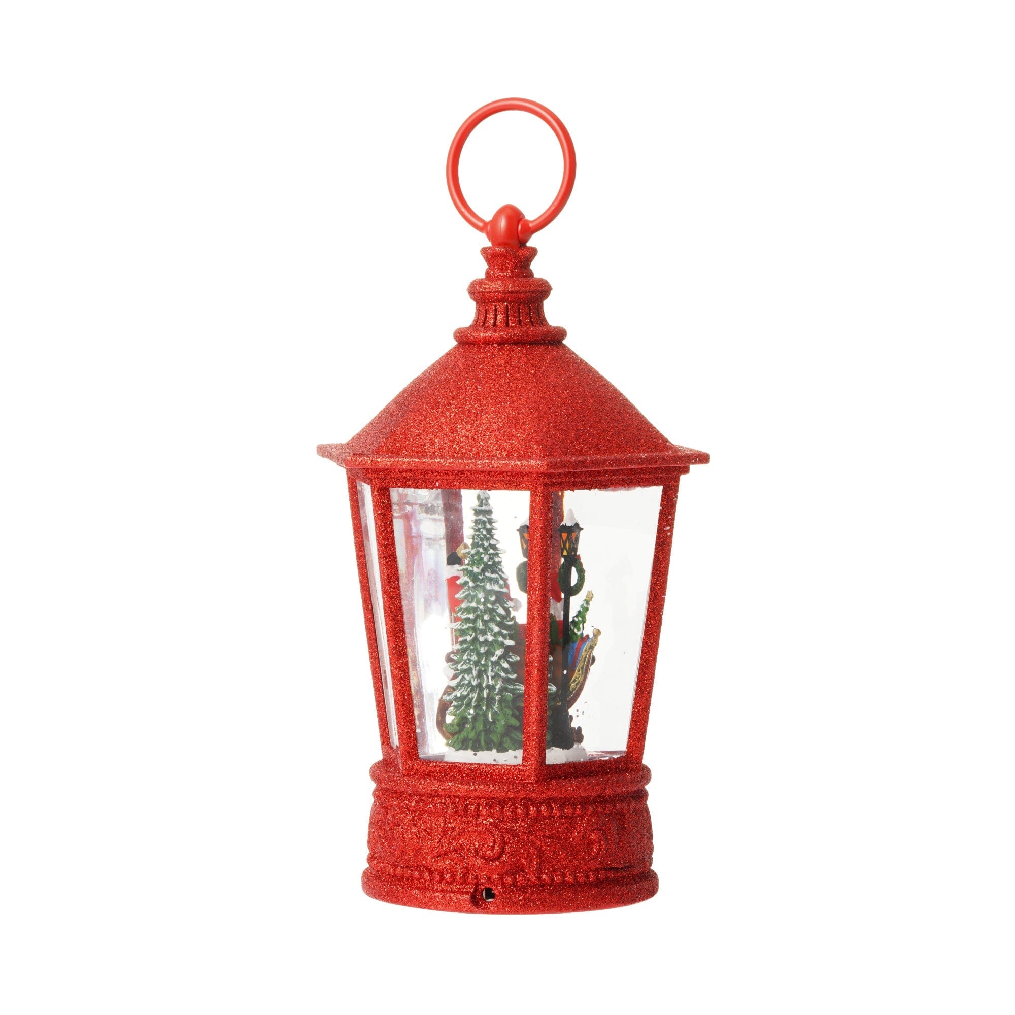 Snow Globe Square Lantern Santa L