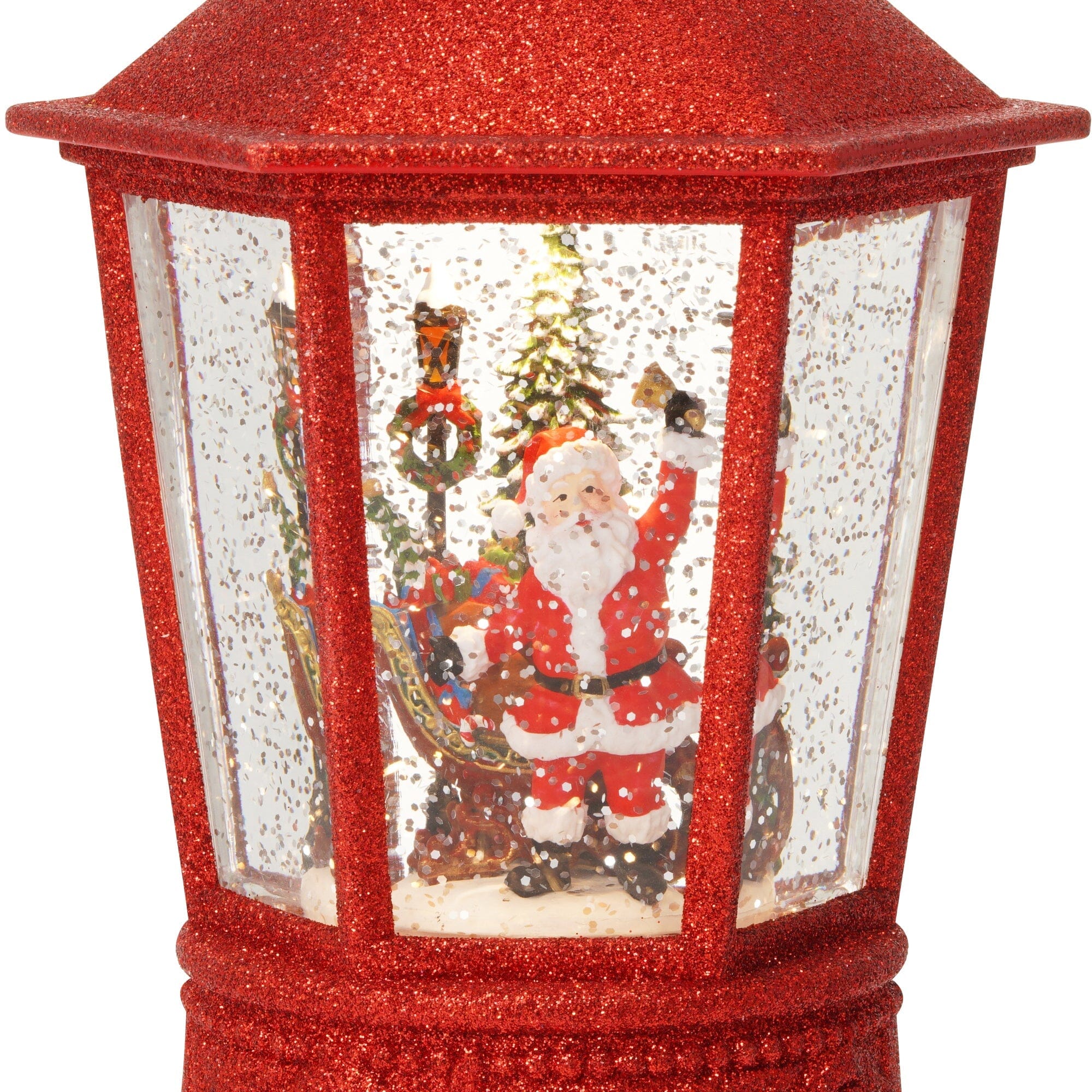 Snow Globe Square Lantern Santa L