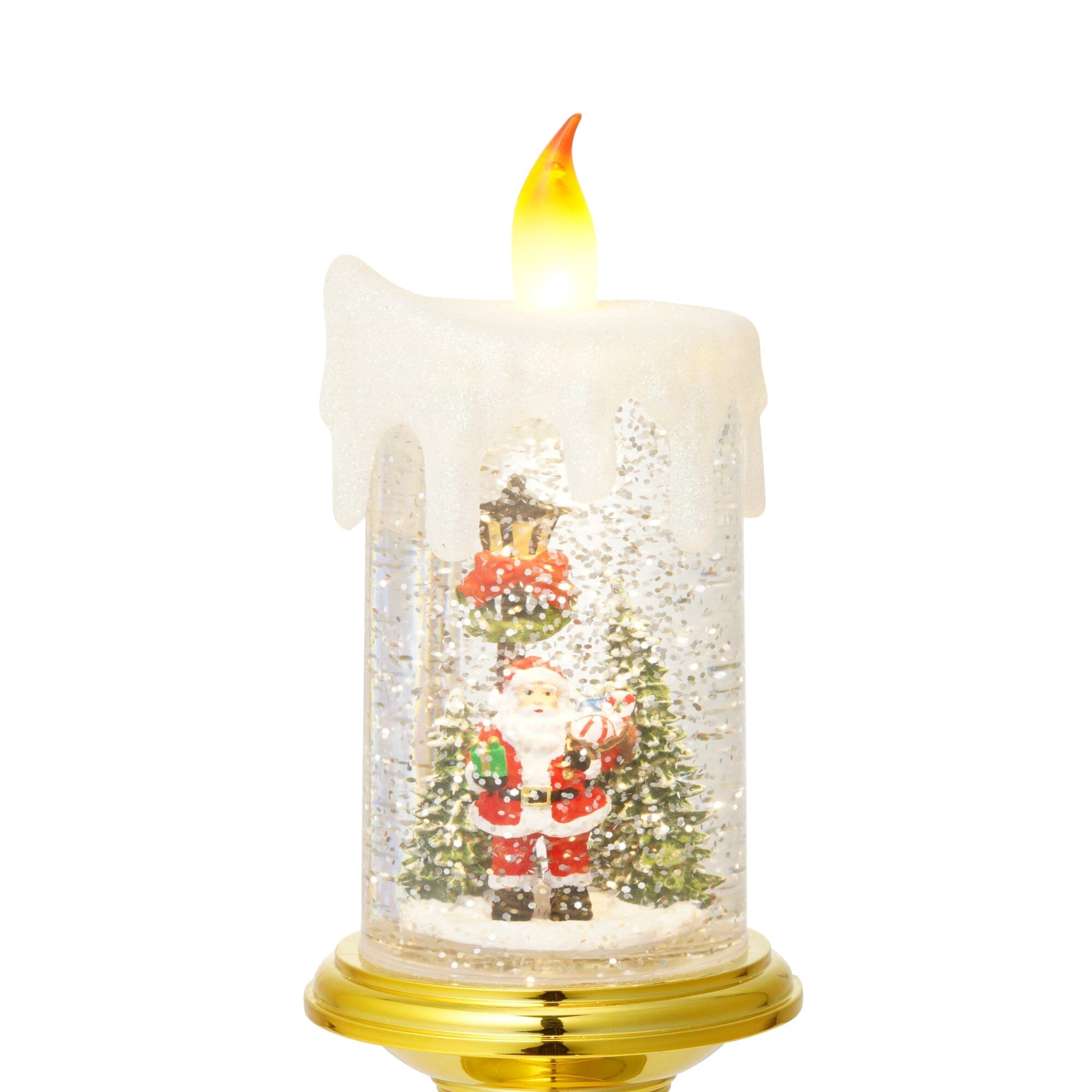 Snow Globe Candle Santa L