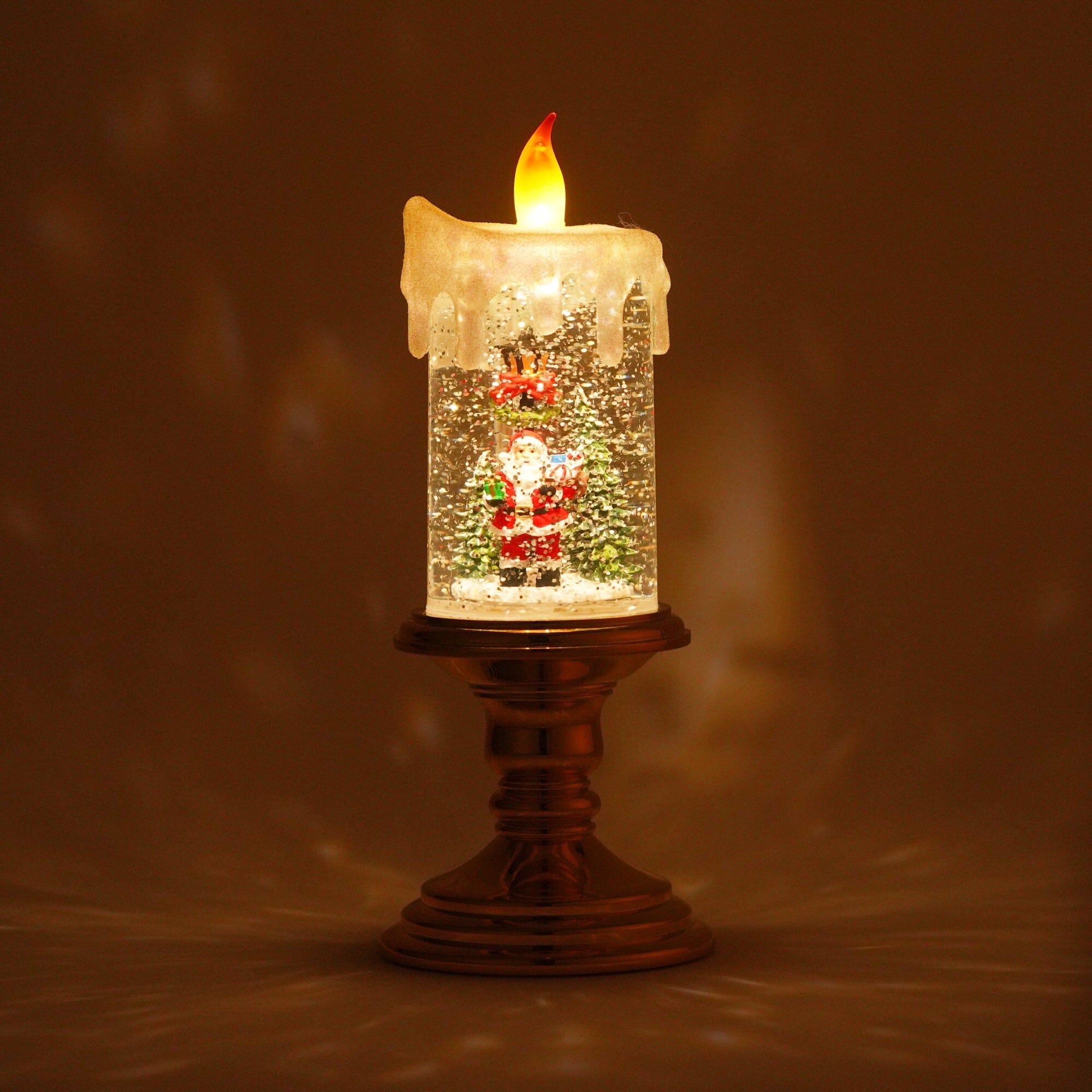 Snow Globe Candle Santa L