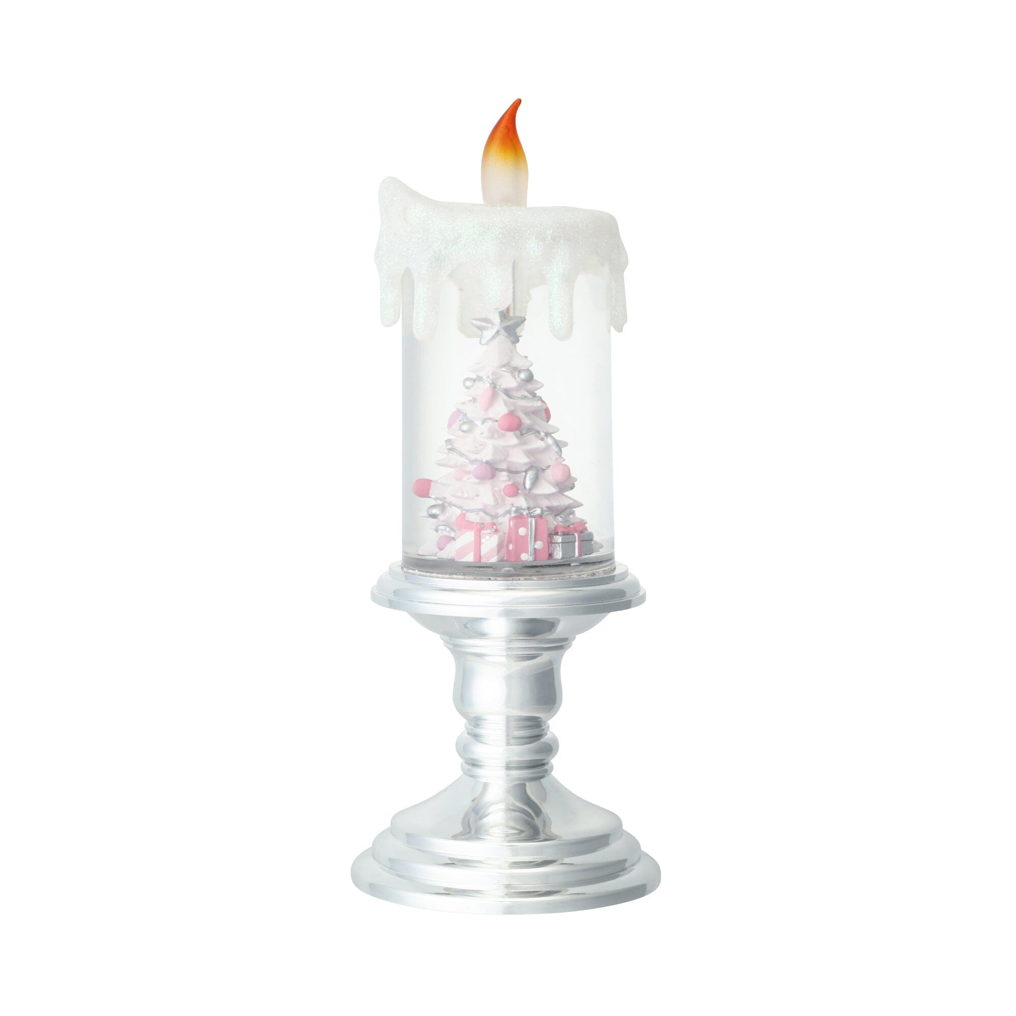 Snow Globe Candle Tree L Silver