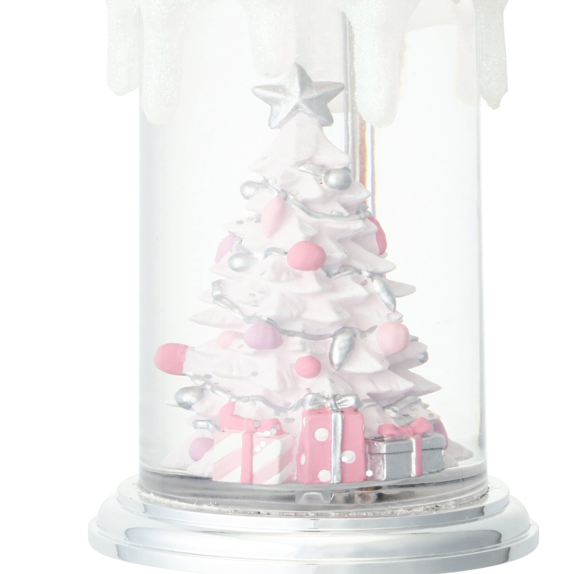 Snow Globe Candle Tree L Silver