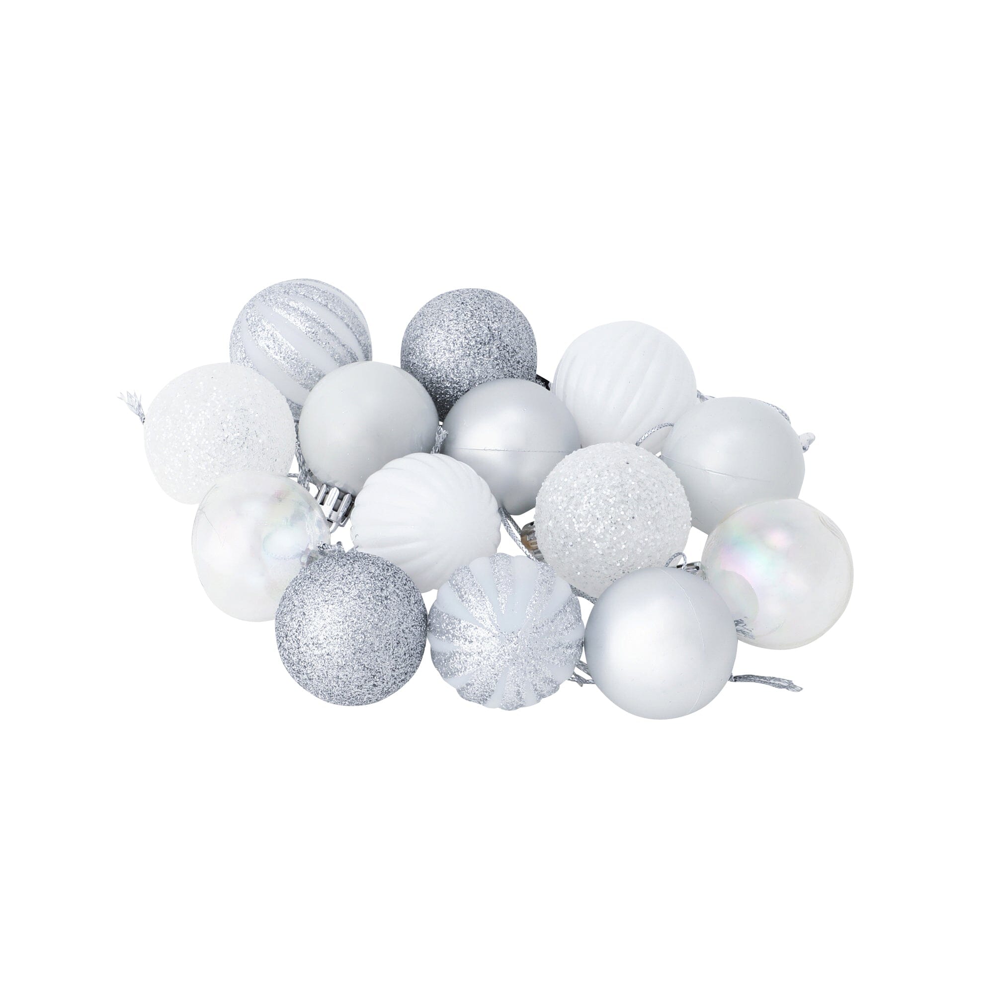 Set Ornaments 4cm 14 Pieces White