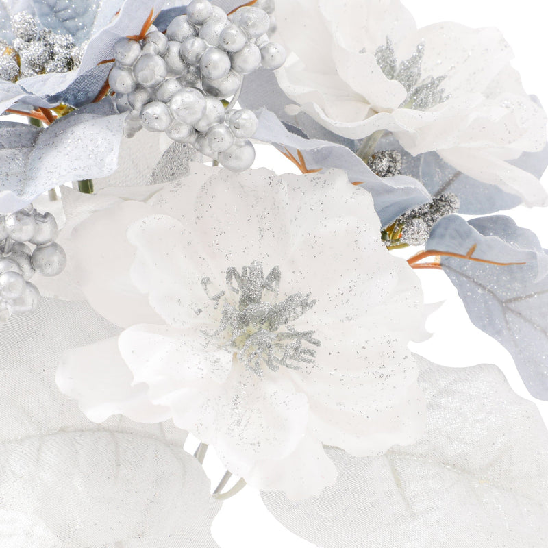 Artificial Flower Poinsettia Bush Light Blue