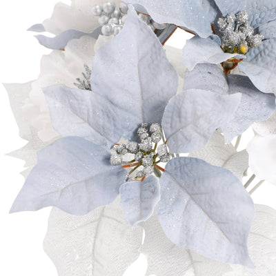 Artificial Flower Poinsettia Bush Light Blue