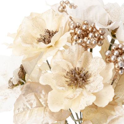 Artificial Flower Poinsettia Bush White