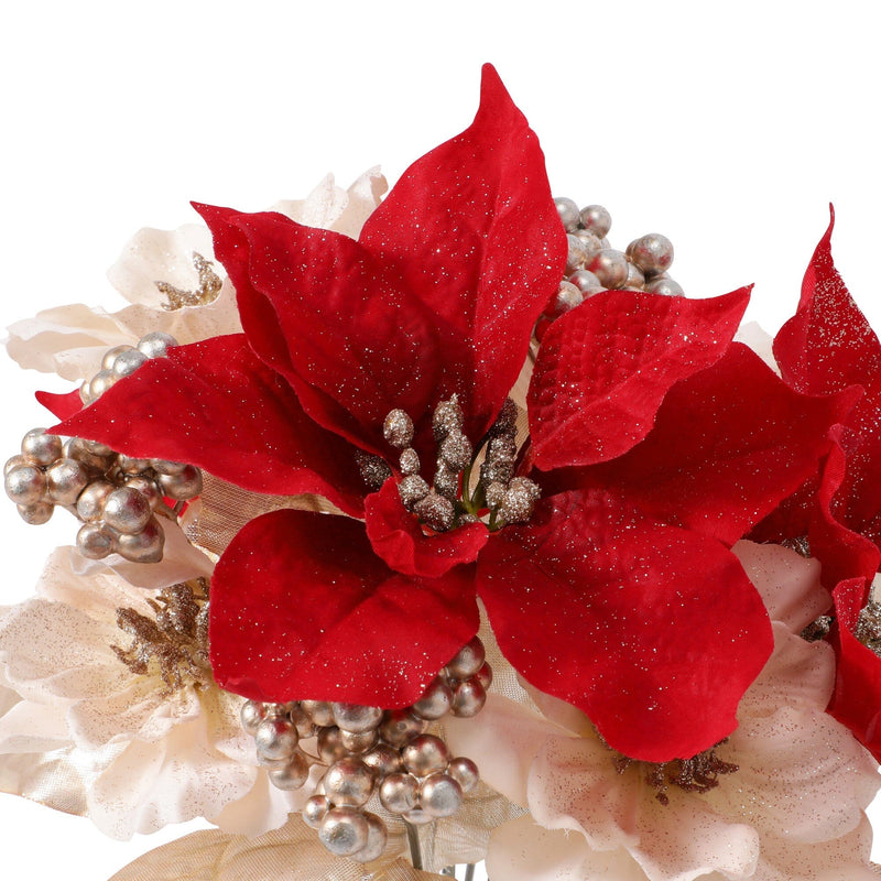 Artificial Flower Poinsettia Bush Red
