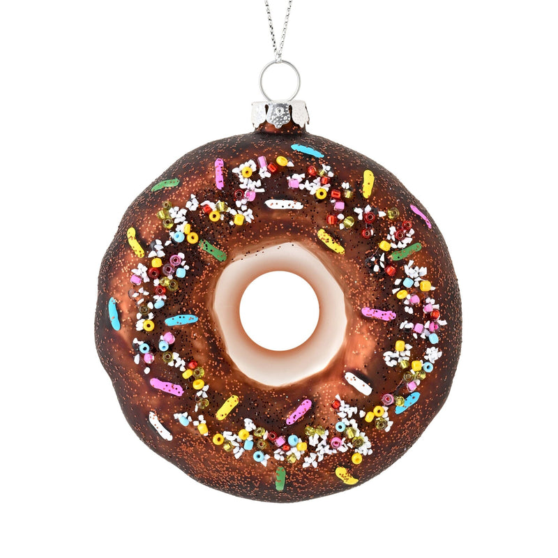 Glass Ornament Donut Brown
