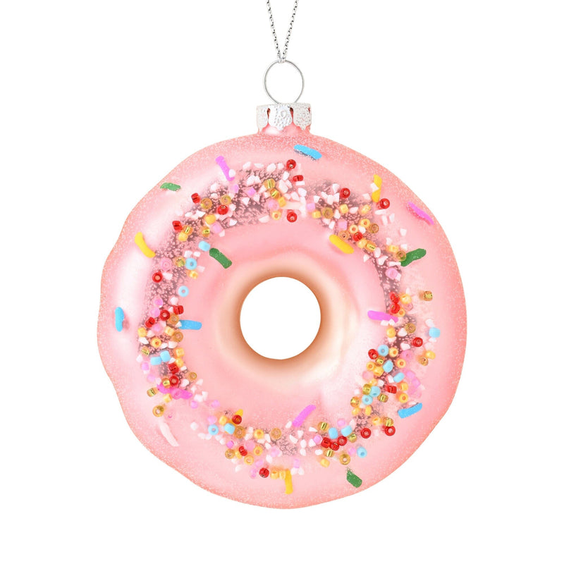 Glass Ornament Donut Pink